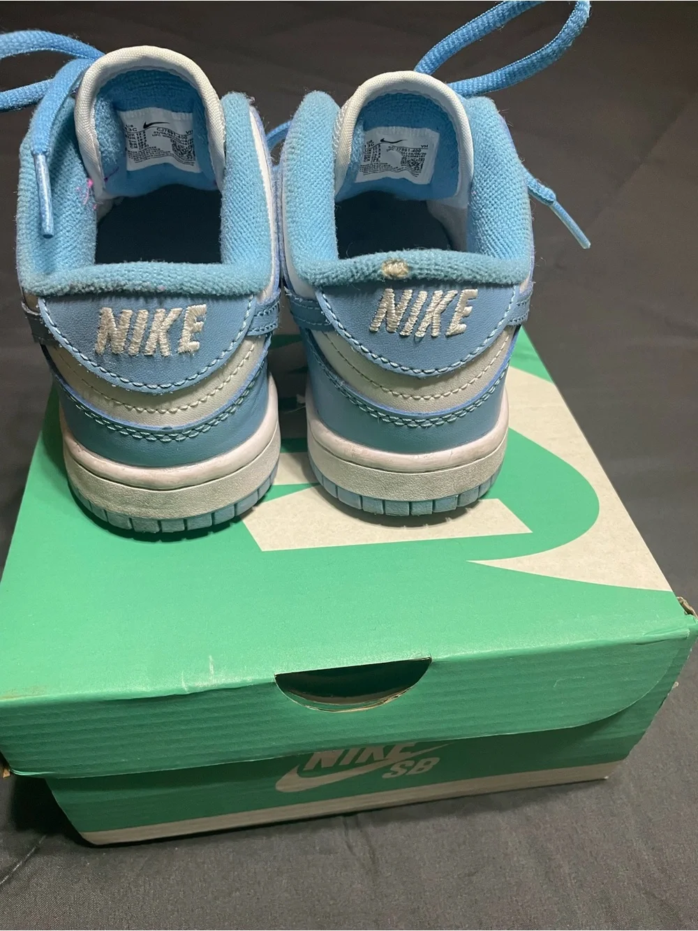 Nike Kids SB Dunk Light Blue and White Low-Top Sneakers